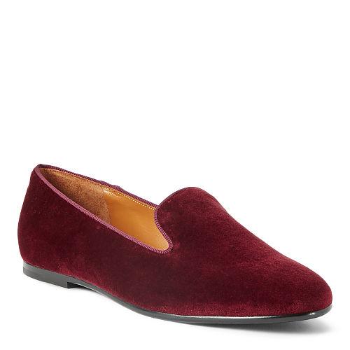 Ralph Lauren Oliviera Velvet Flat Burgundy