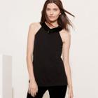 Ralph Lauren Lauren Beaded V-neck Jersey Tank Black