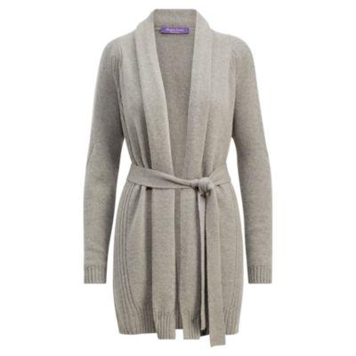 Ralph Lauren Cashmere Raglan Cardigan Light Grey Melange