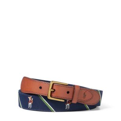 Ralph Lauren Fox-overlay Webbed Belt Navy/green White Multi