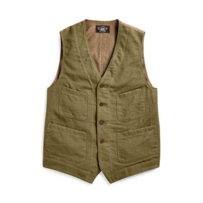 Ralph Lauren Cotton Blend-twill Vest Olive