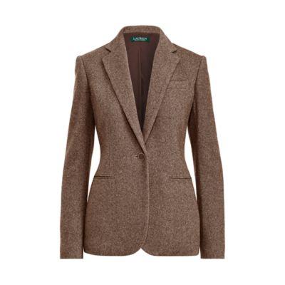 Ralph Lauren Single-button Tweed Blazer Brown Multi