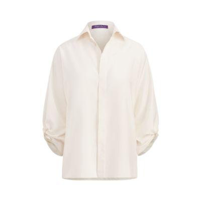 Ralph Lauren Karen Silk Crepe Blouse Pearl