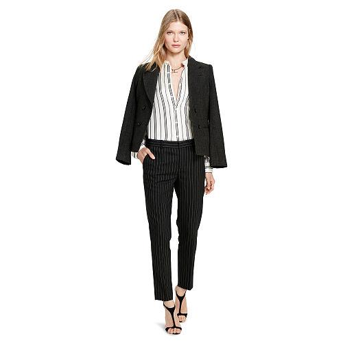 Polo Ralph Lauren Pinstriped Stretch Wool Pant Black/cream Pinstripe