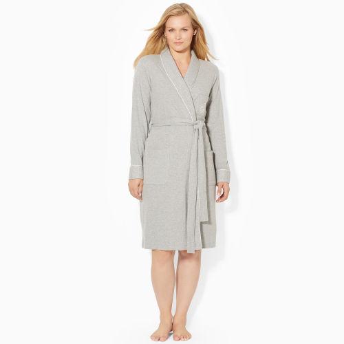 Ralph Lauren Lauren Woman Short Shawl-collar Robe Grey Heather