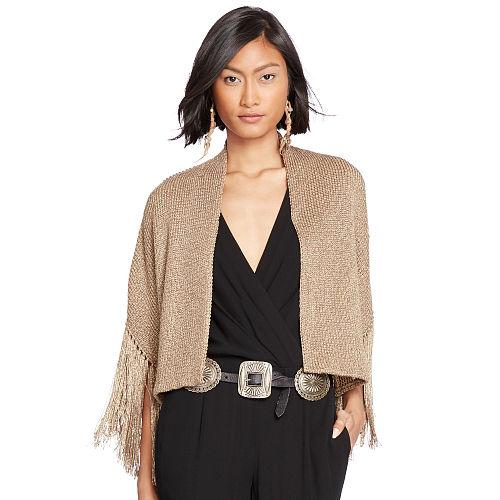 Polo Ralph Lauren Fringed Open-front Cardigan Gold