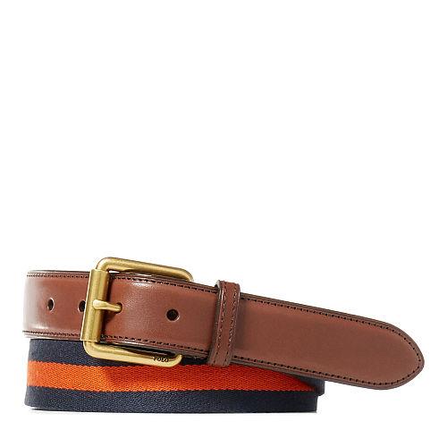 Polo Ralph Lauren Striped Webbed Cotton Belt Aviator Navy/valencia