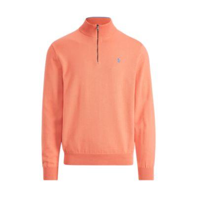 Ralph Lauren Cotton Half-zip Sweater Deep Mango