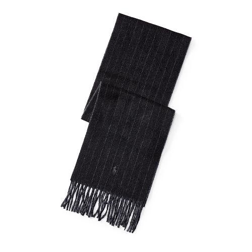 Polo Ralph Lauren Chalk-striped Wool-blend Scarf Grey/coal Heather