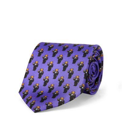 Ralph Lauren Martini Bear Silk Narrow Tie Purple