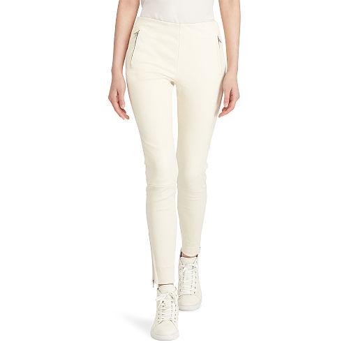 Polo Ralph Lauren Stretch Leather Skinny Pant Crescent Cream