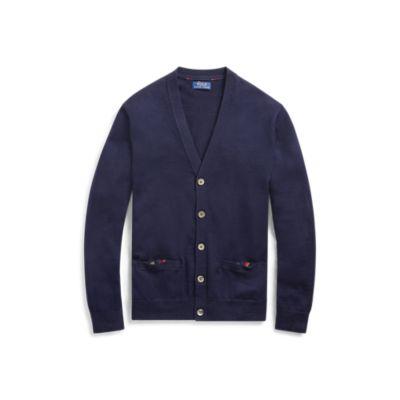 Ralph Lauren Washable Merino Wool Cardigan Hunter Navy 6x Big