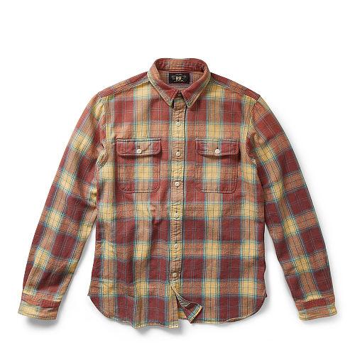 Ralph Lauren Rrl Plaid Cotton Twill Workshirt Rl 848 Red Yellow