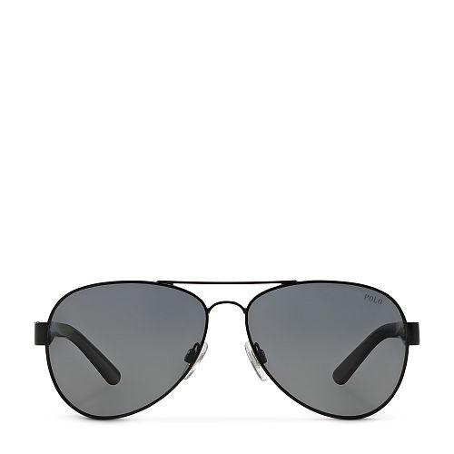 Polo Ralph Lauren Contrast Aviator Sunglasses Shiny Black