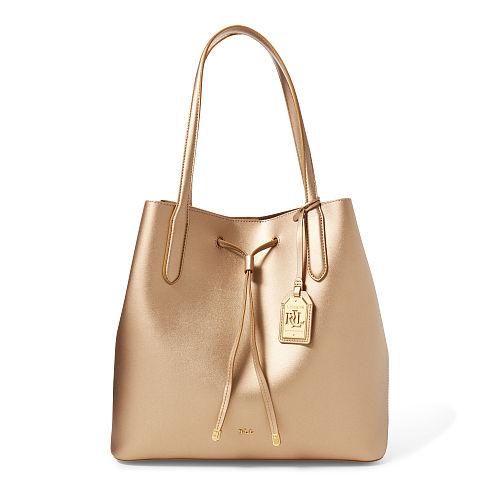 Ralph Lauren Lauren Diana Leather Drawstring Tote Gold/birchwood