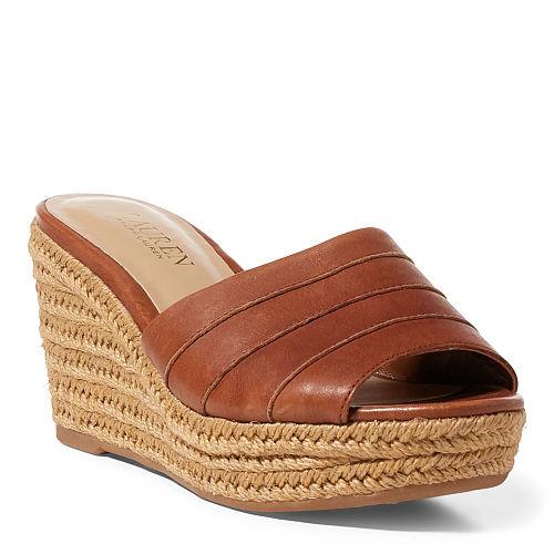 Ralph Lauren Lauren Karlia Leather Espadrille Deep Saddle Tan
