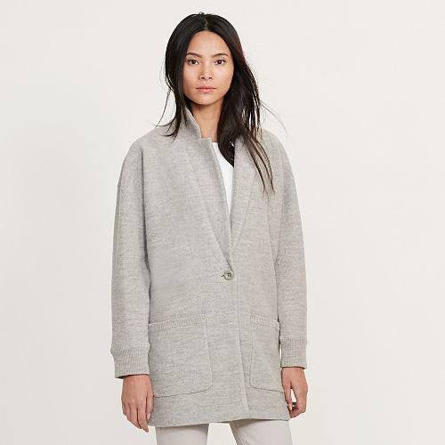 Ralph Lauren Lauren Knit Wool Car Coat Platinum Heather