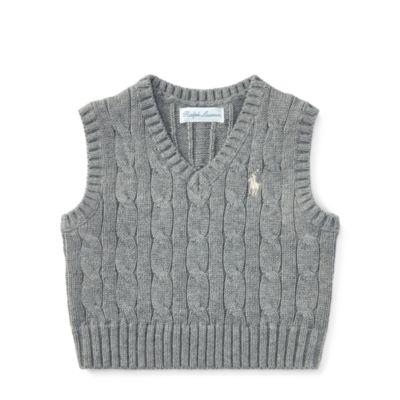 Ralph Lauren Cable-knit Cotton Vest Andover Heather 3m