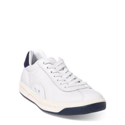 Ralph Lauren Court 100 Leather-mesh Sneaker White/newport Navy
