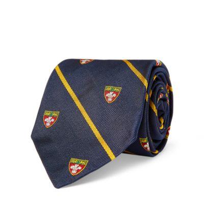 Ralph Lauren Striped Silk Narrow Club Tie Navy/gold