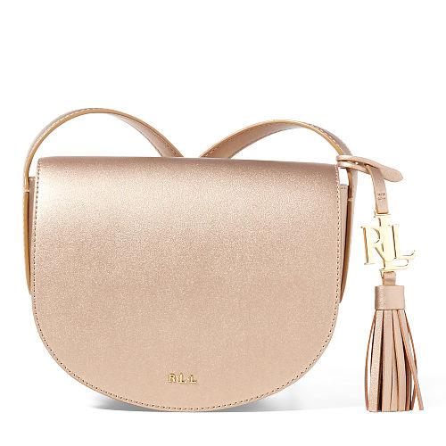 Ralph Lauren Lauren Leather Mini Caley Saddle Bag Gold/birchwood