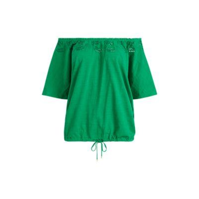 Ralph Lauren Embroidered Jersey Top Tropical Green