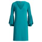 Ralph Lauren Lauren Flounce-sleeve Jersey Dress Ocean Emerald