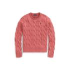 Ralph Lauren Boxy Cable Cotton Sweater Red