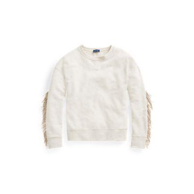 Ralph Lauren Fringe-trim Fleece Pullover New Sand Heather