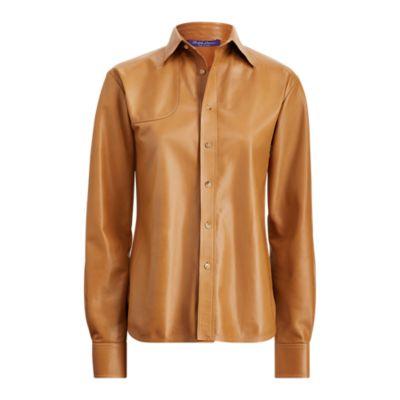 Ralph Lauren Malory Nappa Leather Shirt Butterscotch