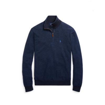 Ralph Lauren Cotton Half-zip Sweater Indigo Tuck