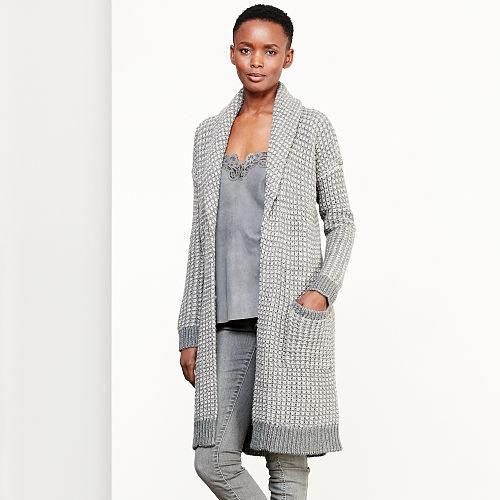 Ralph Lauren Lauren Shawl Open-front Cardigan Grey Multi