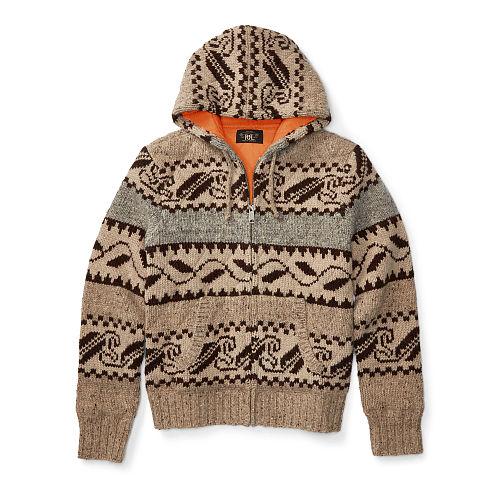 Ralph Lauren Rrl Wool-blend Full-zip Sweater Kanata Brown