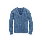 Ralph Lauren Cotton Cable V-neck Sweater Indigo