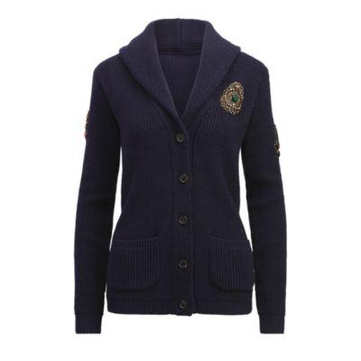 Ralph Lauren Crest Silk-cashmere Cardigan Navy