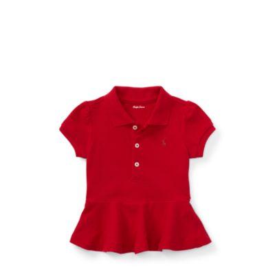 Ralph Lauren Stretch Mesh Peplum Polo Shirt Park Ave Red 3m
