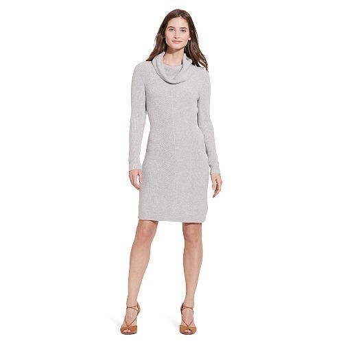 Ralph Lauren Lauren Petite Chevron-knit Sweater Dress Scandinavian Grey Heather