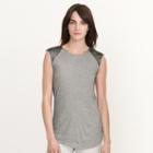 Ralph Lauren Lauren Petite Beaded Cap-sleeve Top Platinum Heather