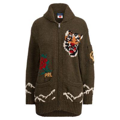 Ralph Lauren Intarsia-knit Shawl Cardigan Green Multi