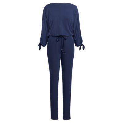 Ralph Lauren Slit-sleeve Jersey Jumpsuit Navy Xsp