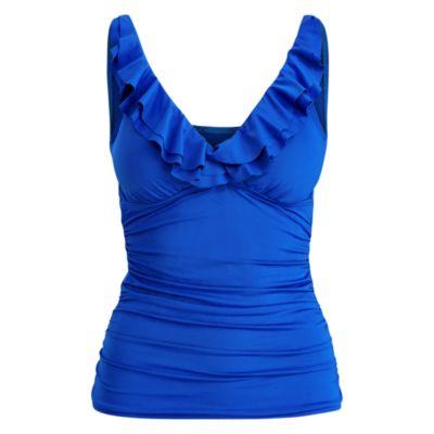 Ralph Lauren Ruffled Tankini Top Capri Blue