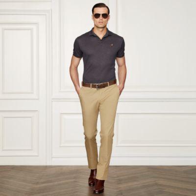 Ralph Lauren Custom Fit Piqu Polo Shirt Charcoal Heather