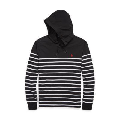 Ralph Lauren Striped Cotton Hooded T-shirt Polo Black/white