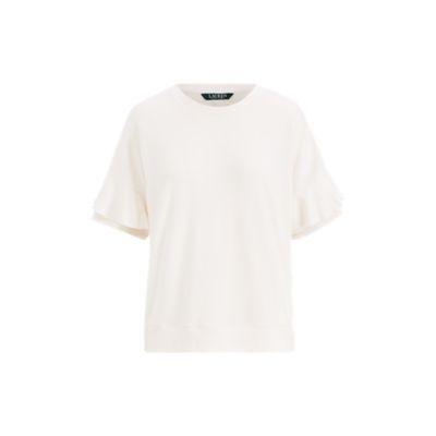 Ralph Lauren Ruffle-sleeve Cotton Top Mascarpone Cream