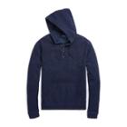 Ralph Lauren Merino Wool Henley Hoodie Medieval Blue Heather