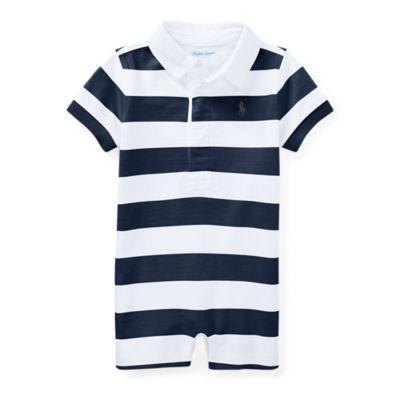 Ralph Lauren Striped Cotton Rugby Shortall Summer Navy/white 9m