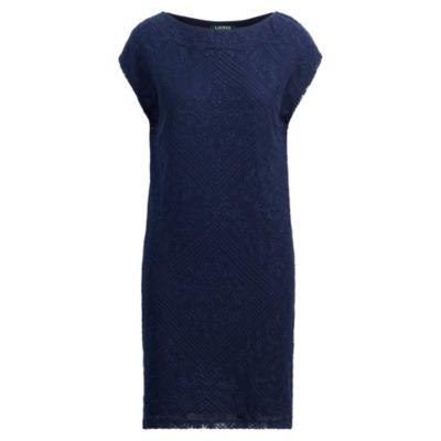 Ralph Lauren Cotton Mesh Shift Dress Navy