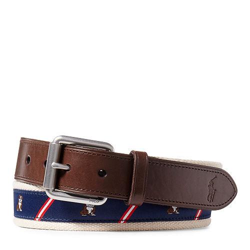 Polo Ralph Lauren Bulldog-overlay Webbed Belt Navy/red