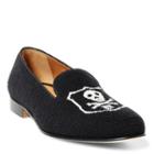 Ralph Lauren Needlepoint Linen Slipper Black/skull