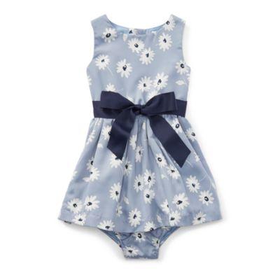 Ralph Lauren Floral Twill Dress & Bloomer Blue/cream Multi 9m
